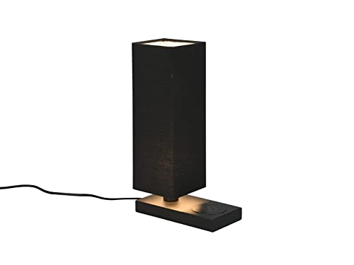 meineWunschleuchte LED Tischleuchte Schwarz mit induktiver Ladestation und Stoffschirm, Höhe 35cm von meineWunschleuchte