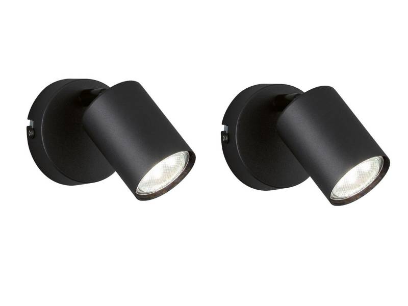 FISCHER & HONSEL LED Wandstrahler, LED wechselbar, Warmweiß, 2er SET Aufbauspots Innen, Wand Leselampen Bett Schwarz Ø 8cm von FISCHER & HONSEL