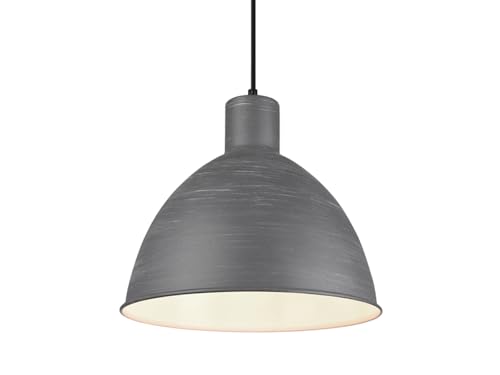 meineWunschleuchte Pendelleuchte im Industrie Look mit Metall Lampenschirm Ø 30cm in Beton/Grau und innen Weiß von meineWunschleuchte