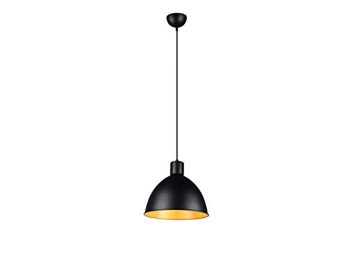 meineWunschleuchte Pendelleuchte im Industrie Look mit Metall Lampenschirm Ø 30cm in Schwarz matt und innen Gold von meineWunschleuchte