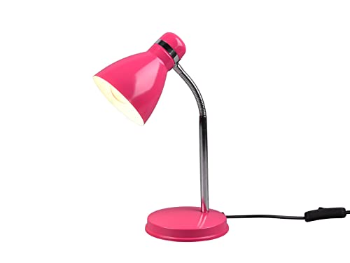 meineWunschleuchte Retro Schwanenhals Schreibtischlampe Pink & Chrom Höhe 33cm von meineWunschleuchte