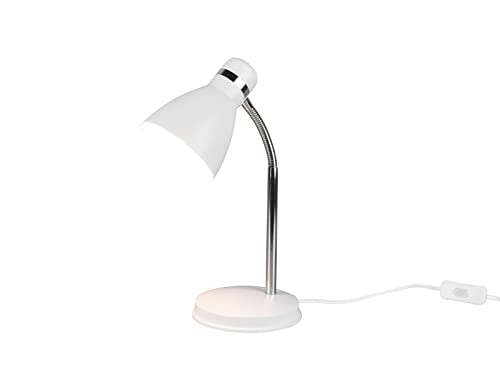 meineWunschleuchte Retro Schwanenhals Schreibtischlampe Weiß & Chrom Höhe 33cm von meineWunschleuchte