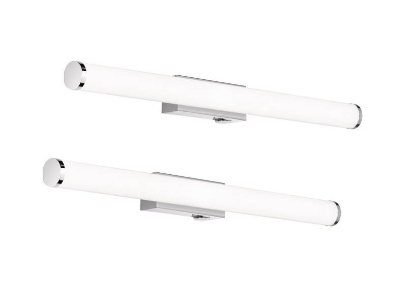 TRIO Leuchten Spiegelleuchte, LED fest integriert, Warmweiß, 2er Set Wand-lampe mit Schalter Badlampen Gäste WC Silber, Breite 60cm von TRIO Leuchten