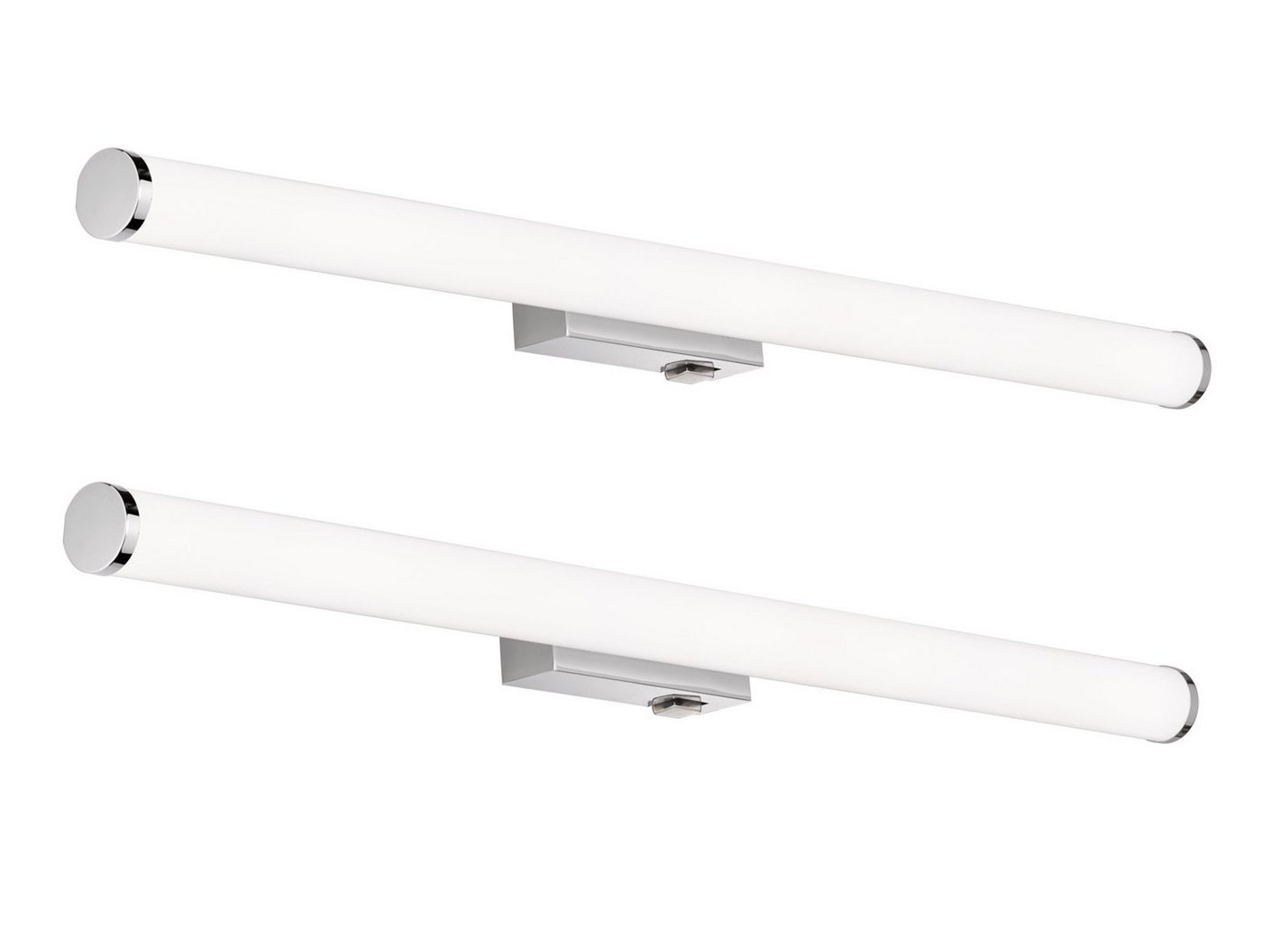 meineWunschleuchte Spiegelleuchte, LED fest integriert, Warmweiß, 2er Set groß-e Wand-lampe mit Schalter Badlampen Silber, Breite 80cm von meineWunschleuchte