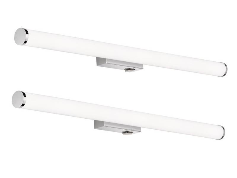 TRIO Leuchten Spiegelleuchte, LED fest integriert, Warmweiß, 2er Set groß-e Wand-lampe mit Schalter Badlampen Silber, Breite 80cm von TRIO Leuchten