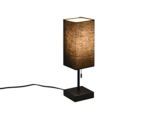 meineWunschleuchte Tischlampe Metall & Stoffschirm Schwarz eckig mit USB Ladestationen Höhe 35cm von meineWunschleuchte