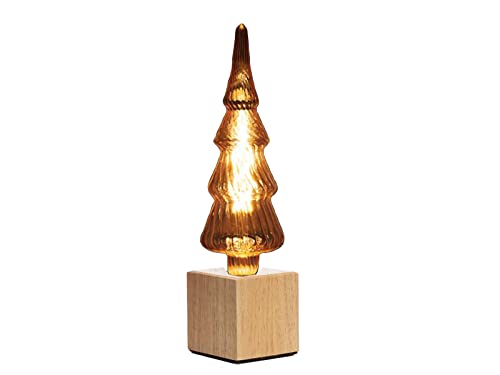 meineWunschleuchte Tischlampe Würfel Holz Eiche 9x9cm mit Deko Leuchtmittel Tannenbaum von meineWunschleuchte