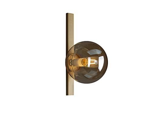 Wandleuchte 1 flammig mit Schalter, Metall Messing & Rauchglas Kugeln Amber mundgeblasen Wandleuchte 1 flammig mit Schalter, Metall Messing & Rauchglas Kugeln Amber mundgeblasen von meineWunschleuchte