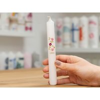 Anzündkerzen 2Er Set Blumen Rosa Wachsverziert Und Personalisiert - Für Deine Taufe von meinkerzenshop