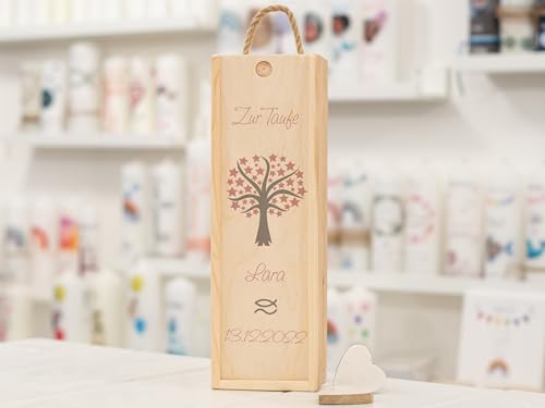 Aufbewahrungsbox Holz personalisiert Baum rosa für Deine Kerze 53955 von meinkerzenshop