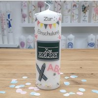 Kerze Zur Einschulung School Girl Wachsverziert Und Personalisiert von meinkerzenshop