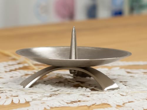Kerzenteller Kerzenständer Kerzenhalter Hochzeitskerze Taufkerze Silber 16726, Größe:11.5 cm von meinkerzenshop