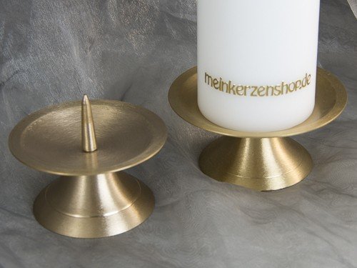 Kerzenteller Kerzenständer Kerzenhalter für Hochzeitskerze Taufkerze Gold 16548, Größe:10.5 cm Durchm. von meinkerzenshop