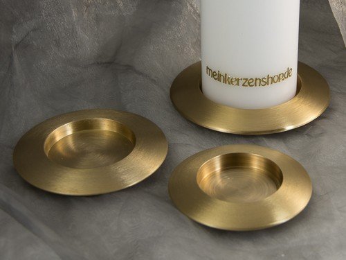 Kerzenteller Kerzenständer Kerzenhalter für Hochzeitskerze Taufkerze Gold 16638, Größe:7 cm innne von meinkerzenshop