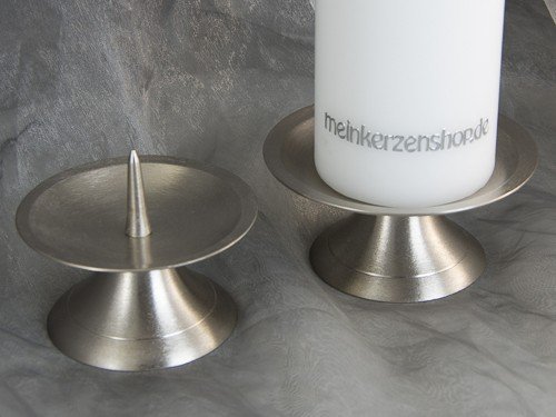 Kerzenteller Kerzenständer Kerzenhalter für Hochzeitskerze Taufkerze Silber 16551, Größe:10.5 cm Durchm. von meinkerzenshop