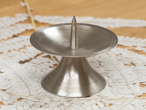 Kerzenteller Kerzenständer Kerzenhalter für Hochzeitskerze Taufkerze Silber 16551, Größe:8.5 cm Durchm. von meinkerzenshop