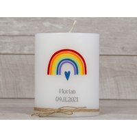 Taufkerze Florian Mädchen Oder Junge Mit Name Und Datum, Individuell, Persönlich U. Handgemacht 53980 von meinkerzenshop