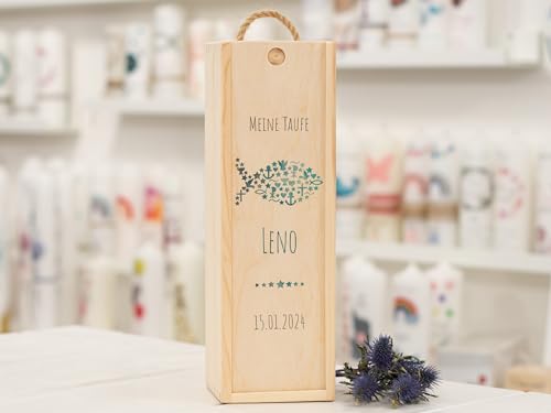 meinkerzenshop Aufbewahrungsbox mit Designdruck Leno personalisiert mit Name und Datum, individuell für Junge und Mädchen von meinkerzenshop