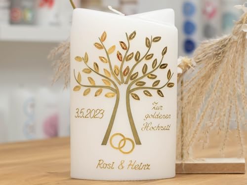 meinkerzenshop Hochzeitskerze Ilex Traukerze mit Namen und Datum, individuell, persönlich u. handgemacht 16983 von meinkerzenshop