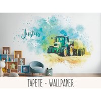 Traktor Tapete Mit Namen | Personalisierte Kinderzimmer von meinkizi