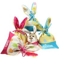 Ostersäckchen Mit Hasenohren Und Namen - Osterkörbchen Wunschbeschriftung Personalisiertes Osternest Pink Blau Gelb Weiß von meinnameManufaktur