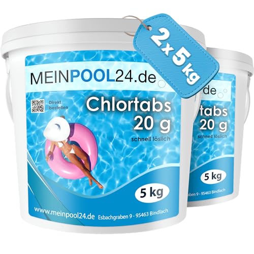 10 kg (2 x 5 kg) MEINPOOL24.DE CHLORTABS CHLOR TABS 20 g CHLORTABLETTEN SCHNELLLÖSLICH POOLCHEMIE von Meinpool24.de