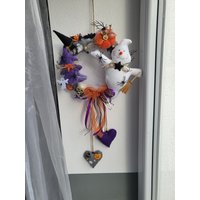 Türkranz Halloween Gespenst Geist Kürbis Deko Türdekoration Kranz Nähen Handarbeit Halloweendeko Handmade von meinrosarot