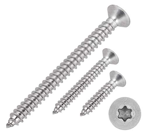 meinschraubenversand.de - Blechschrauben 3,5x32 10 Stück DIN 7982 TX (Senkkopf - Form C - mit Spitze - Innensechsrund - Torx) 2,9-5,5 mm/ISO 14586 A2 V2A rostfreier Edelstahl - 3,5 x 32 mm von meinschraubenversand.de