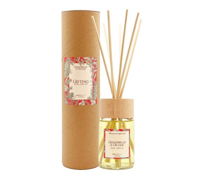 meinvipshop Duftstäbchen Weihnachtliche Duftstäbchen " Gingerbread & Orange " 100ml (Set, 1x Raumdufthalter, 7x Stäbchen, 100ml Raumduft), 100 ml von meinvipshop