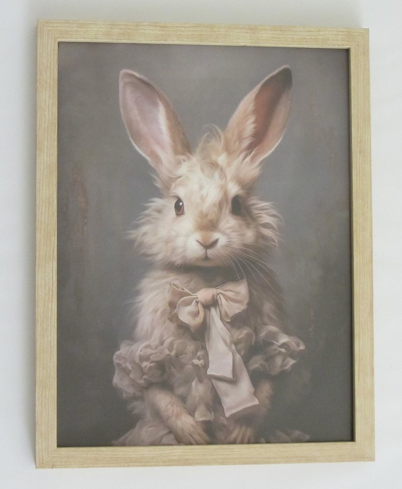 meinvipshop Wandbild Ostern Hasen Bild 43 x 33cm gerahmt braun Design 1, (1 St) von meinvipshop