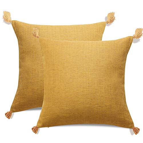 Kissenbezüge 2er Set 45x45 cm Kissenhülle Dekokissen Leinen-Optik Dekorative Kissenbezug Sofakissen Couchkissen Deko mit Verstecktem Reißverschluss ​für Sofa Schlafzimmer Wohnzimmer von meioro