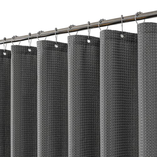 meioro Dunkelgrau Duschvorhang, Anti Schimmel Wasserdicht und Trocknet Schnell Duschvorhänge, Waffel schwere Textil Stoff Shower Curtain mit 12 Ringen, 180 x 210cm Luxus duschrollo für badewanne meioro Dunkelgrau Duschvorhang, Anti Schimmel Wasserdicht und Trocknet Schnell Duschvorhänge, Waffel schwere Textil Stoff Shower Curtain mit 12 Ringen, 180 x 210cm Luxus duschrollo für badewanne von meioro