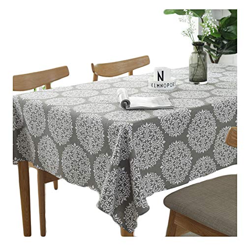 meioro Grey Retro Tischdecke Rechteckige Tischdecken Baumwolle Leinen Tischtuch Geeignet für Home Küche Dekoration Tischtuch Tischwäsche, Verschiedene Größen(130 x 180 cm) von meioro