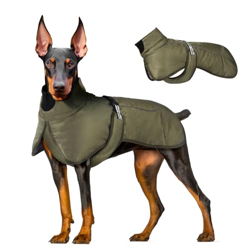 meioro Hund Wintermäntel wasserdichte warme Hundejacke Winddichte Reflektierende Haustierjacke, Hunde Winterjacken Kaltwettermantel für Medium Große Haustiere Weste Geschirr Hundekleidung 6XL, Grün von meioro