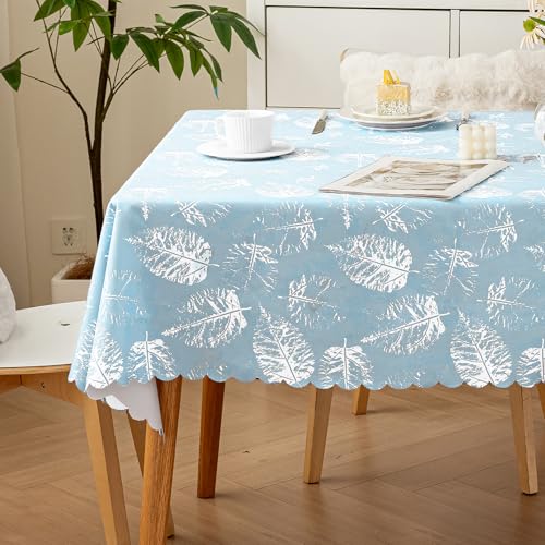 meioro Polyester Tischdecke, Abwaschbar Lotuseffekt Tischtuch, 140x220cm Rechteck Wasserabweisend Tischtücher, Wasserdicht Dekorative Tischabdeckung Schutz für Haus Küche Picknick Dekorationen(Blau) von meioro