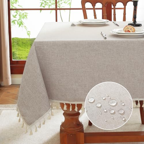 meioro Rechteckige Tischdecke, Wasserbeständige mit Lotuseffekt Quaste Tischtuch Polyester Tischabdeckung, Wasserdicht Tischdecken Tischschutz für Küche Esszimmer Bankett Dekoration (Khaki,100x140cm) meioro Rechteckige Tischdecke, Wasserbeständige mit Lotuseffekt Quaste Tischtuch Polyester Tischabdeckung, Wasserdicht Tischdecken Tischschutz für Küche Esszimmer Bankett Dekoration (Khaki,100x140cm) von meioro