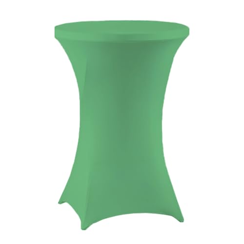 meioro Stretch Stehtischhusse Ø 60cm Polyester Enge Tischdecke, Abwaschbar Rund Husse, Faltenresistente Hussen mit Verstärkung im Fußbereich Geeignet für Stehtisch Bistrotisch (Grün,60Dx110H cm) von meioro