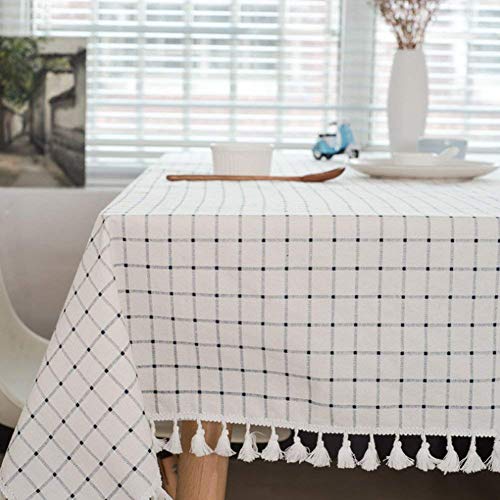 meioro Tischdecke Tischtuch Stoff Karierte Rechteckige Tischdecken im mediterranen Stil Frische und kunstvolle Tischwäsche(120×120cm) von meioro