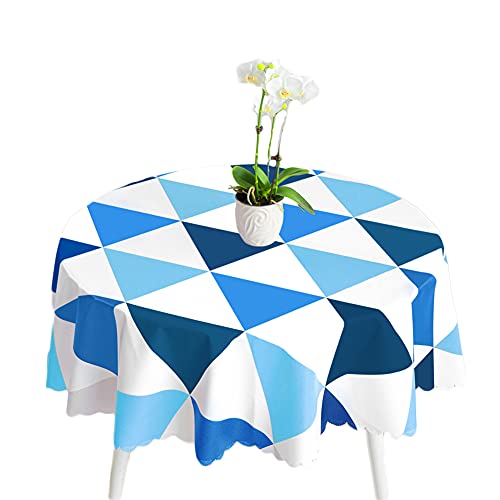 Meioro Tischdecke Wasserdicht Tischdecken,abwischen PVC Rechteckige Tischtuch Tischwäsche Nordischer Stil Triangle Tischdecke Einfachheit Geeignet für Innen- und Außendekoration (Blau, Rund 100cm) von meioro