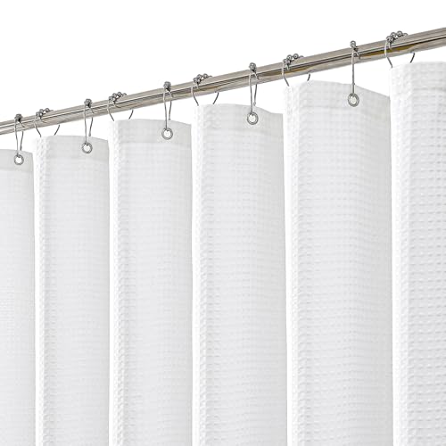 meioro Weiß Duschvorhang, Anti Schimmel Wasserdicht und Trocknet Schnell Duschvorhänge, Waffel schwere Textil Stoff Shower Curtain mit 12 Ringen, 150 x 180cm Luxus duschrollo für badewanne meioro Weiß Duschvorhang, Anti Schimmel Wasserdicht und Trocknet Schnell Duschvorhänge, Waffel schwere Textil Stoff Shower Curtain mit 12 Ringen, 150 x 180cm Luxus duschrollo für badewanne von meioro