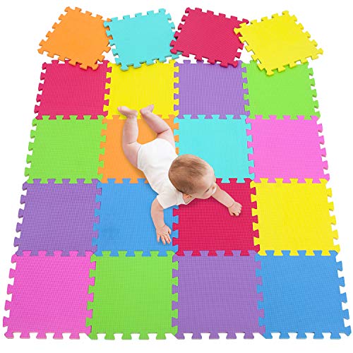 meiqicool Eva Puzzle Matte aus Schaum,Eva Schaum Matte für Baby,Eva Schaum Interlocking Bodenmatten,20 Titel und Kanten übung Matte,12 "von 12"(30x30cm) 3009G20 von meiqicool