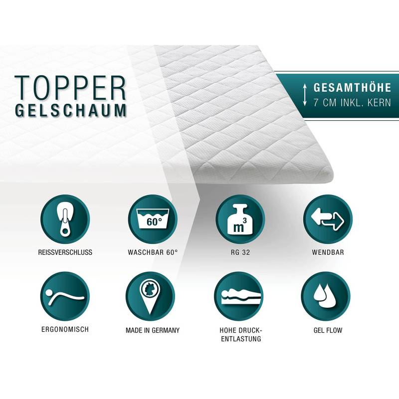 home24 Gelschaum-Topper 180 x 200cm Bezug: Webstoff Kern: Gelschaum Weiß von home24