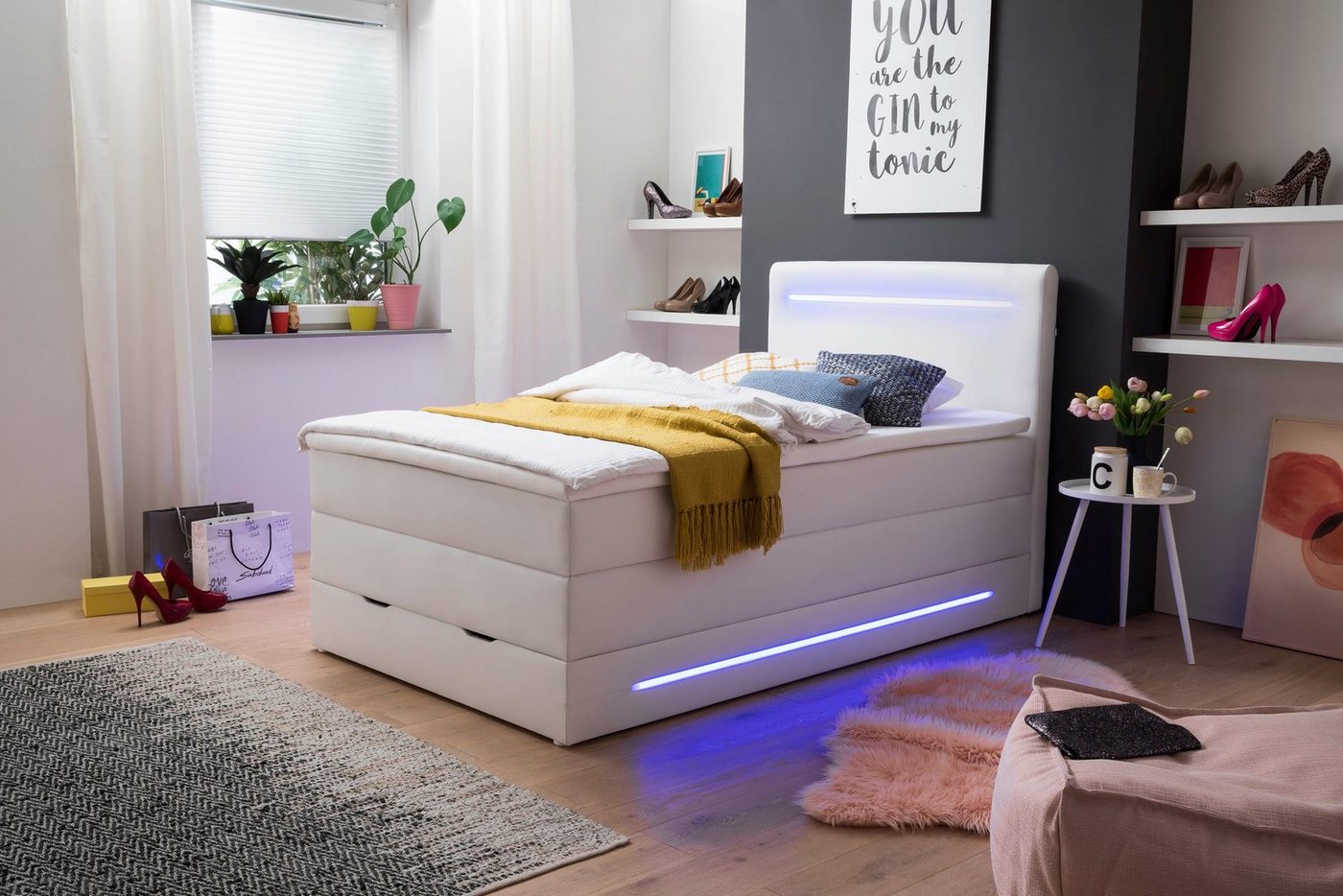 meise.möbel Boxspringbett Lights, mit LED Beleuchtung, wahlweise mit Bettkasten von meise.möbel