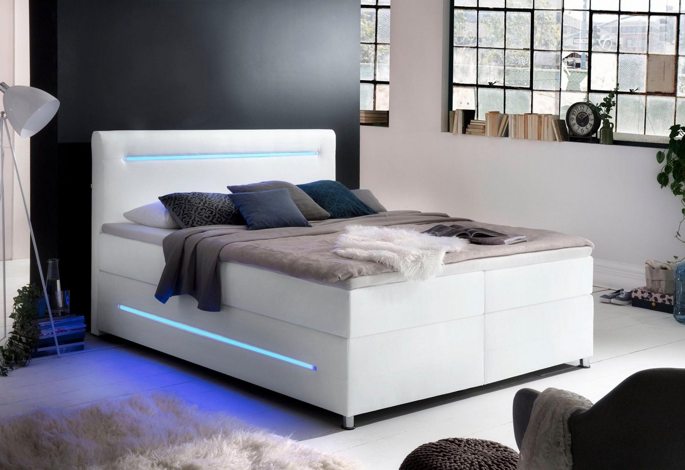 meise.möbel Boxspringbett Lights, mit LED Beleuchtung, wahlweise mit Bettkasten von meise.möbel