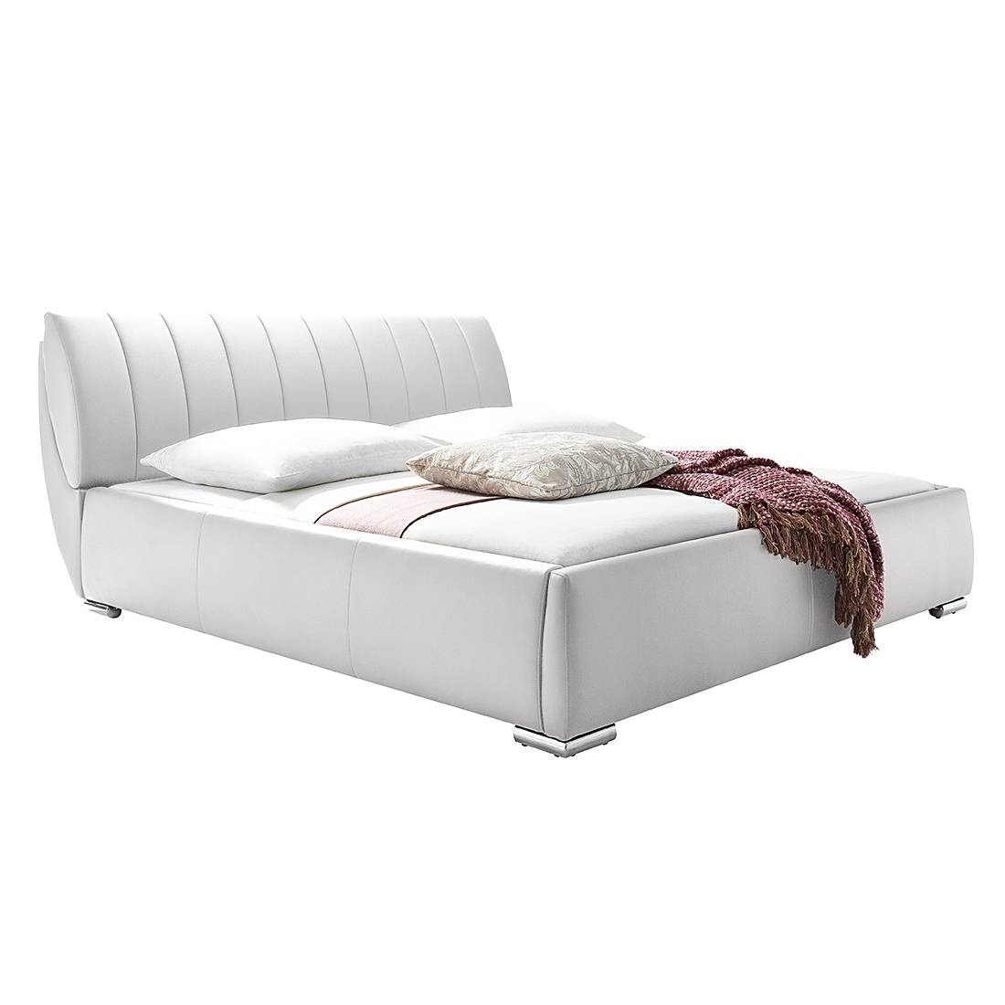 meise.möbel Polsterbett Bern 200x200 cm Kunstleder Weiß mit Bettkasten/Lattenrost von meise.möbel