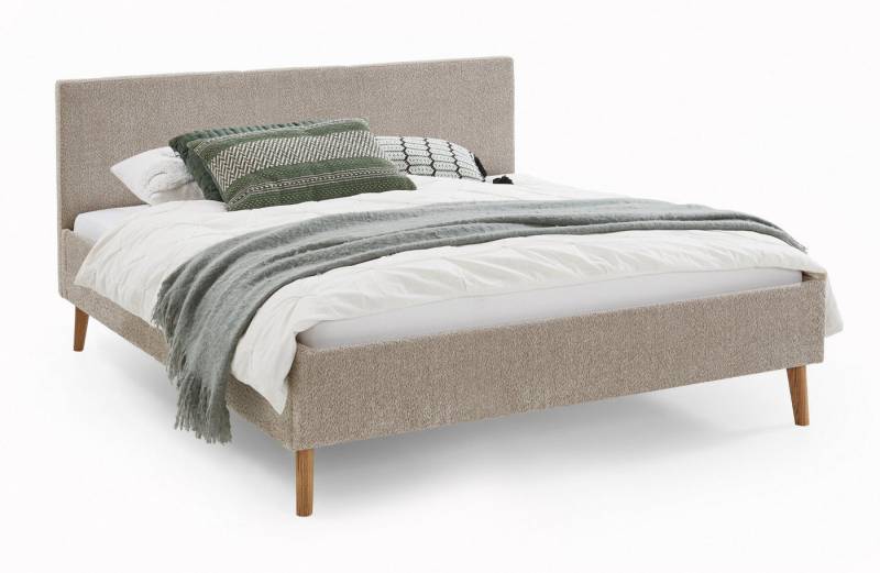 meise.möbel Polsterbett Leros (mit Boucle-Stoff in Taupe, Liegefläche 140x200 oder 180x200 cm), Komforthöhe von meise.möbel