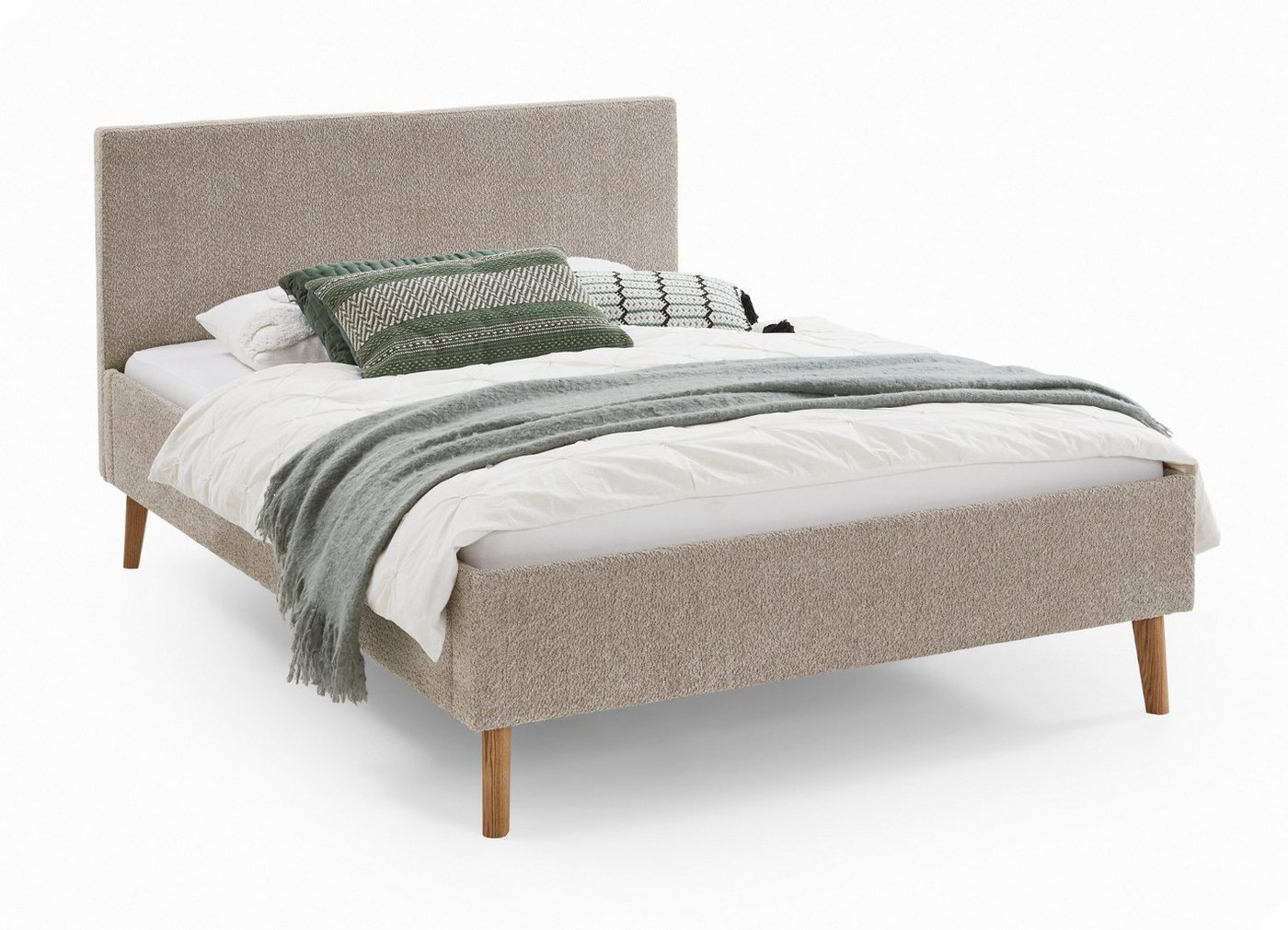 meise.möbel Polsterbett Leros (mit Boucle-Stoff in Taupe, Liegefläche 140x200 oder 180x200 cm), Komforthöhe von meise.möbel
