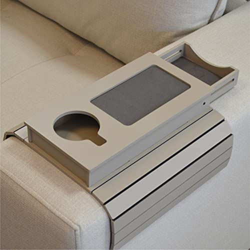 meistar Sofa-Tablett mit rutschfester Unterseite und Couch-Becherhalter. Fernbedienung, Couchtisch und Handy-Organizer. Tragbare Armlehne mit Schublade. (Fendy) von meistar