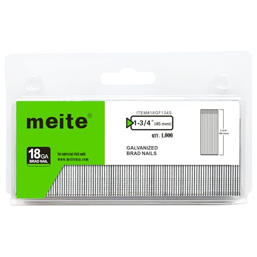 meite Stauchkopfnägel Brad Typ 18G /45 mm, verzinkte 18GA Finishing-Nägel für Druckluftnagler- und Elektrotacker (1.000 Stück) von meite