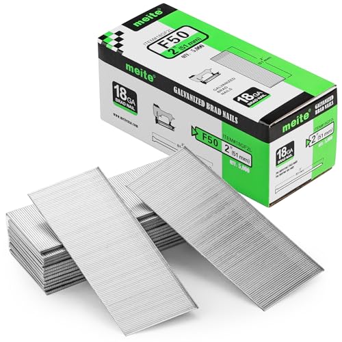 meite F50 Stauchkopfnägel Typ 18G / 50 mm, 18 Gauge verzinkte kleine Finishing Nägel für Nagelpistole (5.000 Stück) von meite